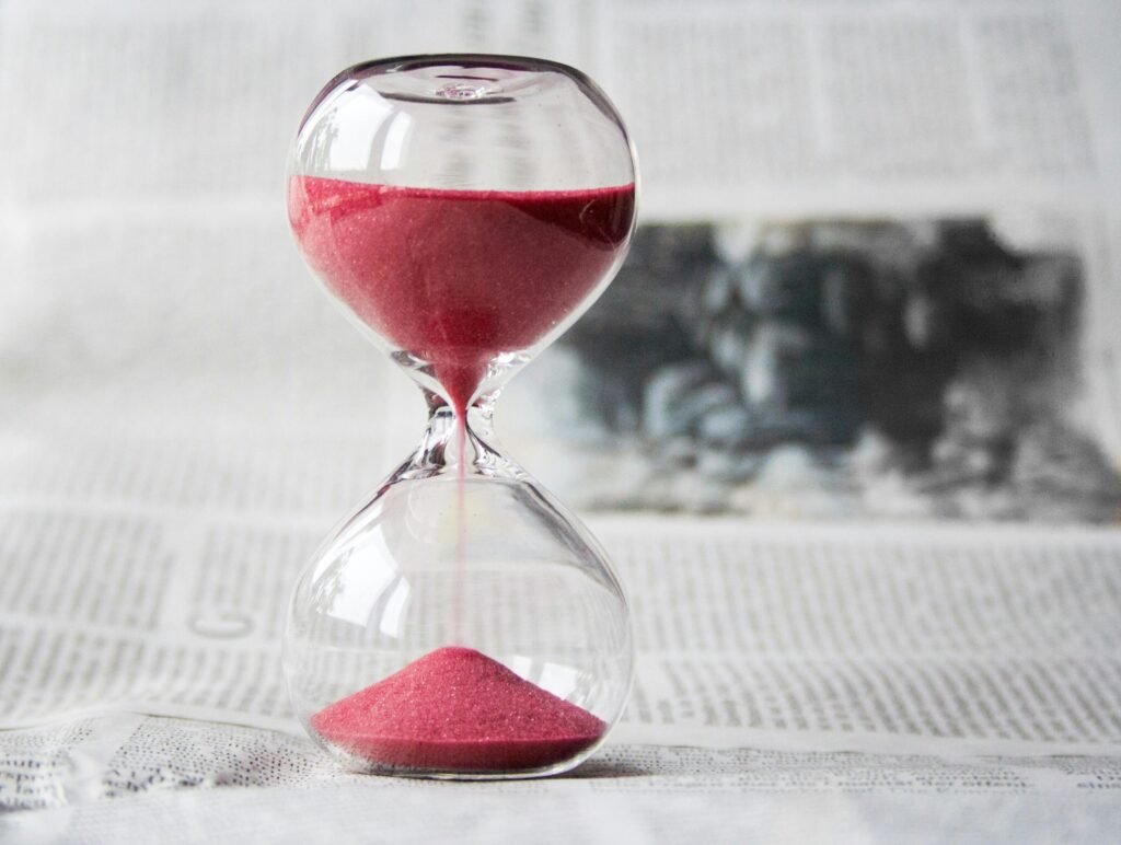 Hourglass symbolising timing for campaigns